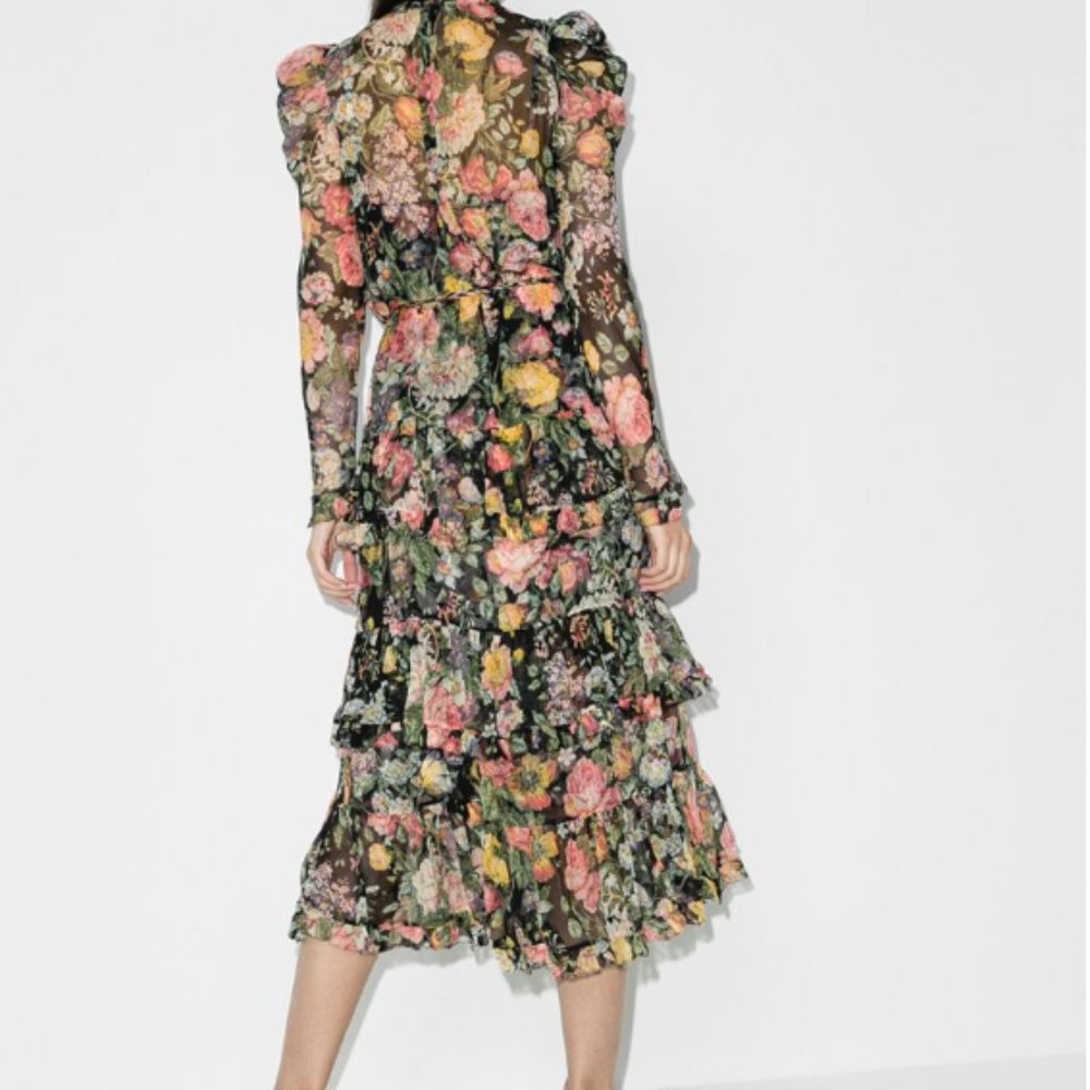 Zimmermann Ladybeetle Floral Puff Sleeve Dress - Size 1 AU (Medium/6)